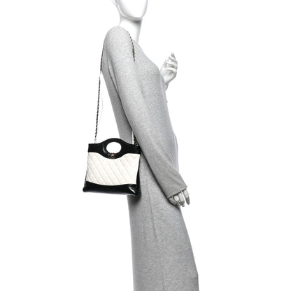 Chanel Patent Calfskin Quilted Mini 31 Shopping Bag White Black 2 of 10