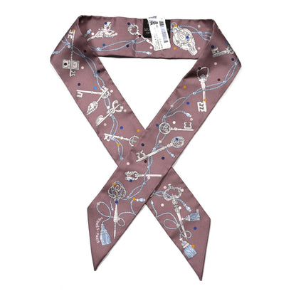 Hermes Silk Les Cles A Pois Twilly Marron Glace Gris 1 of 4
