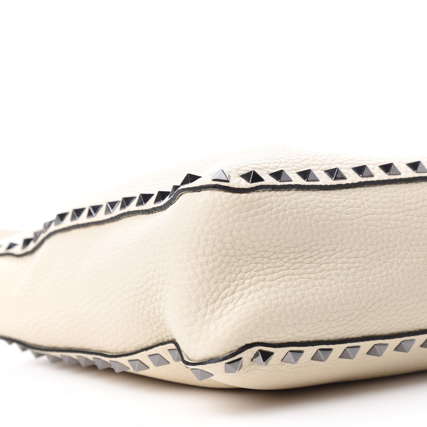 Pebbled Calfskin Small Rockstud Flip-Lock Messenger Bag Light Ivory