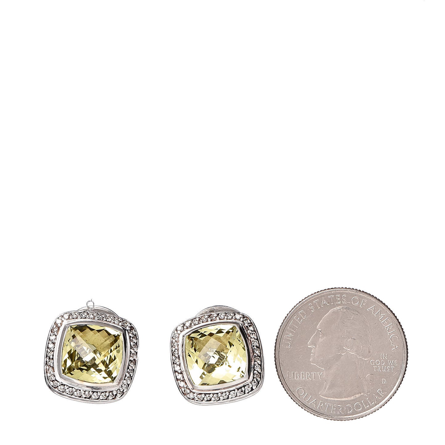 Sterling Silver Diamond Lemon Quartz 11mm Albion Earrings