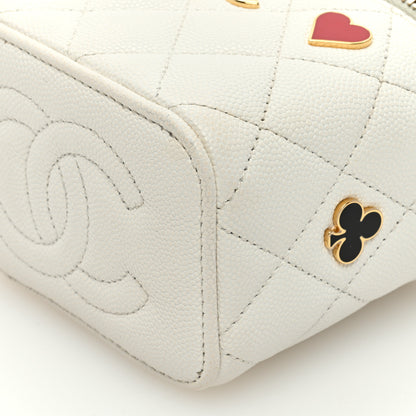 Chanel Caviar Quilted Enamel Coco Casino Mini Vanity Case With Chain White 11 of 12