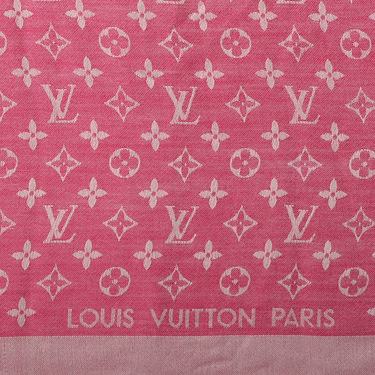 Louis Vuitton Silk Wool Monogram Denim Shawl Pivoine 4 of 5