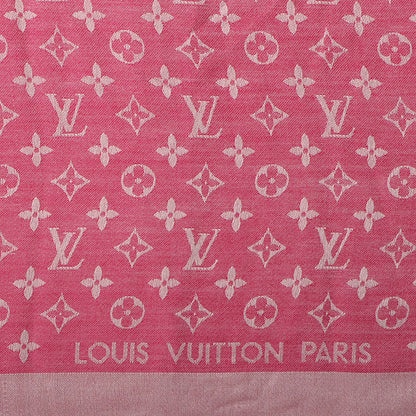 Louis Vuitton Silk Wool Monogram Denim Shawl Pivoine 4 of 5