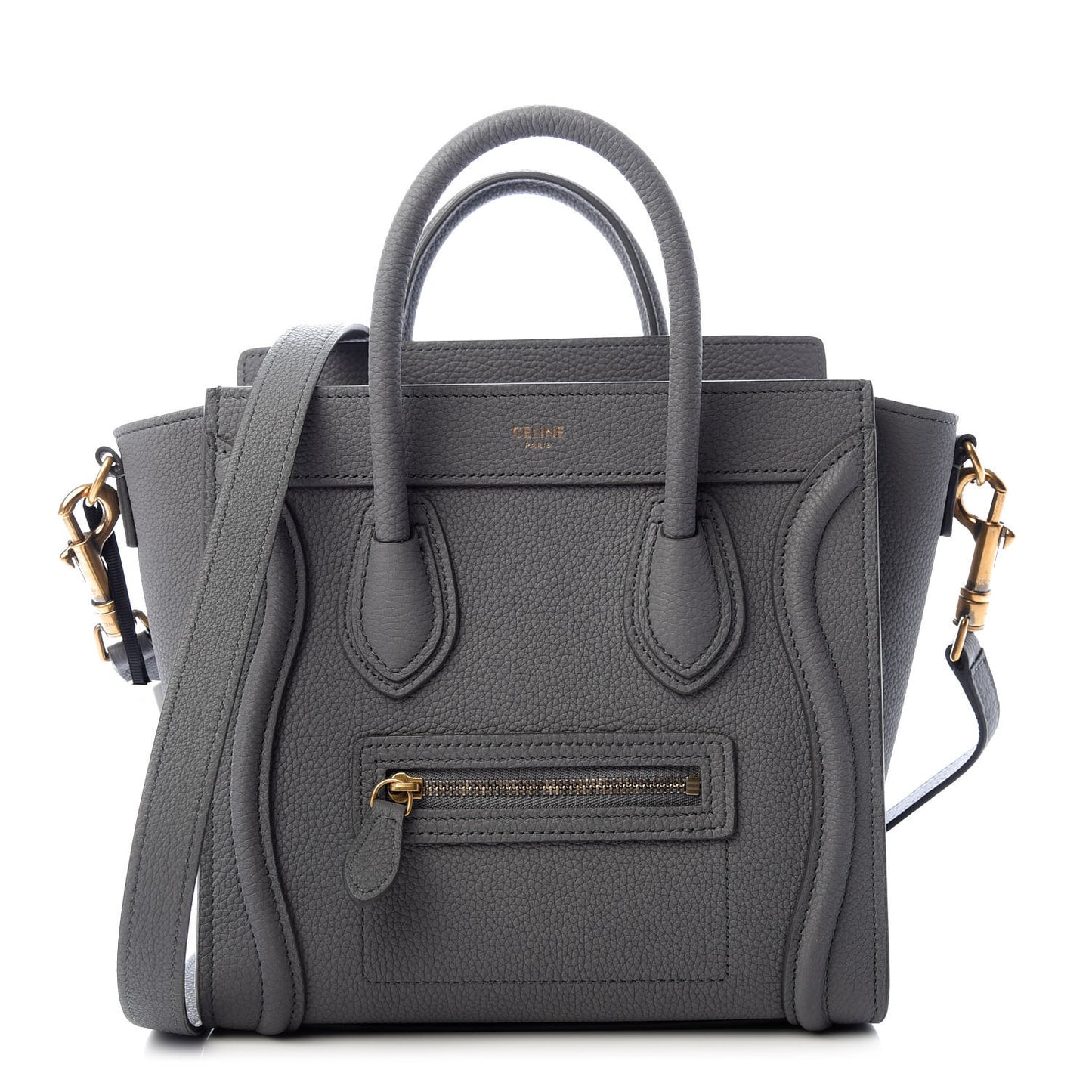 Drummed Calfskin Nano Luggage Kohl