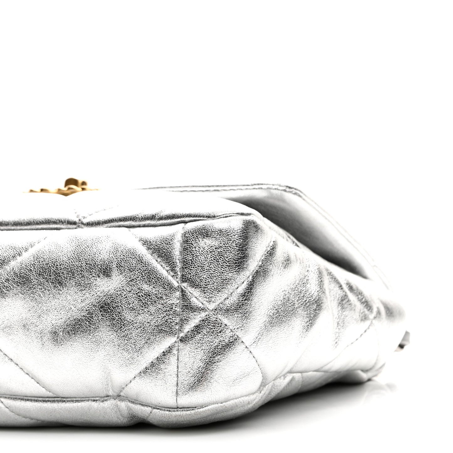Metallic Lambskin Quilted Medium Chanel 19 Flap Silver