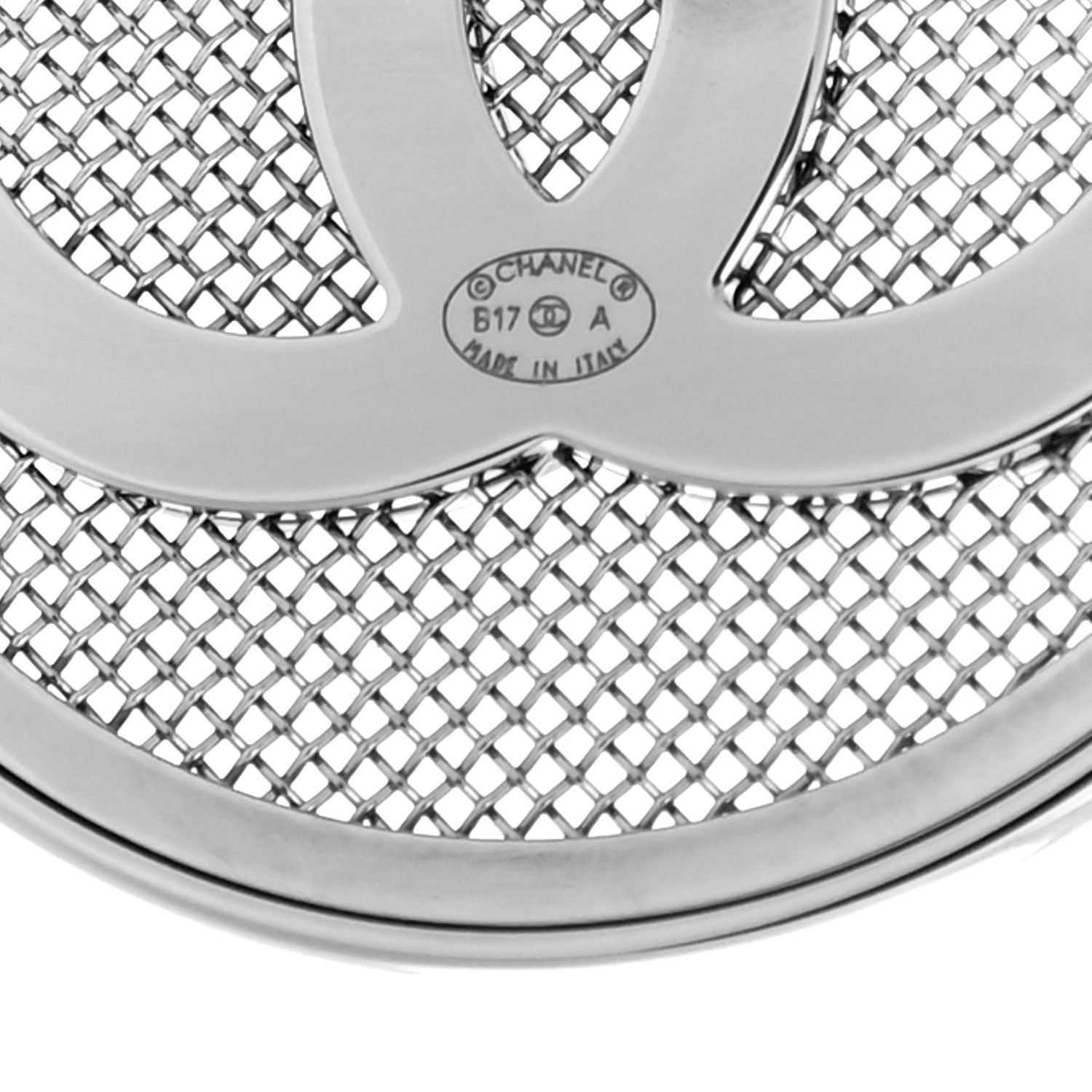 Chanel Mesh Circle CC Brooch Silver 4 of 5