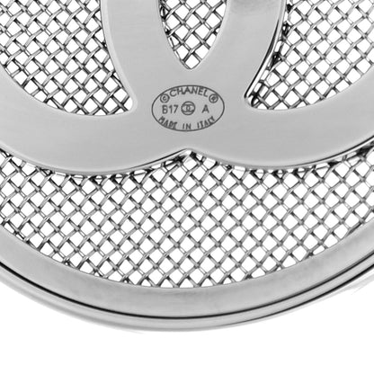 Chanel Mesh Circle CC Brooch Silver 4 of 5