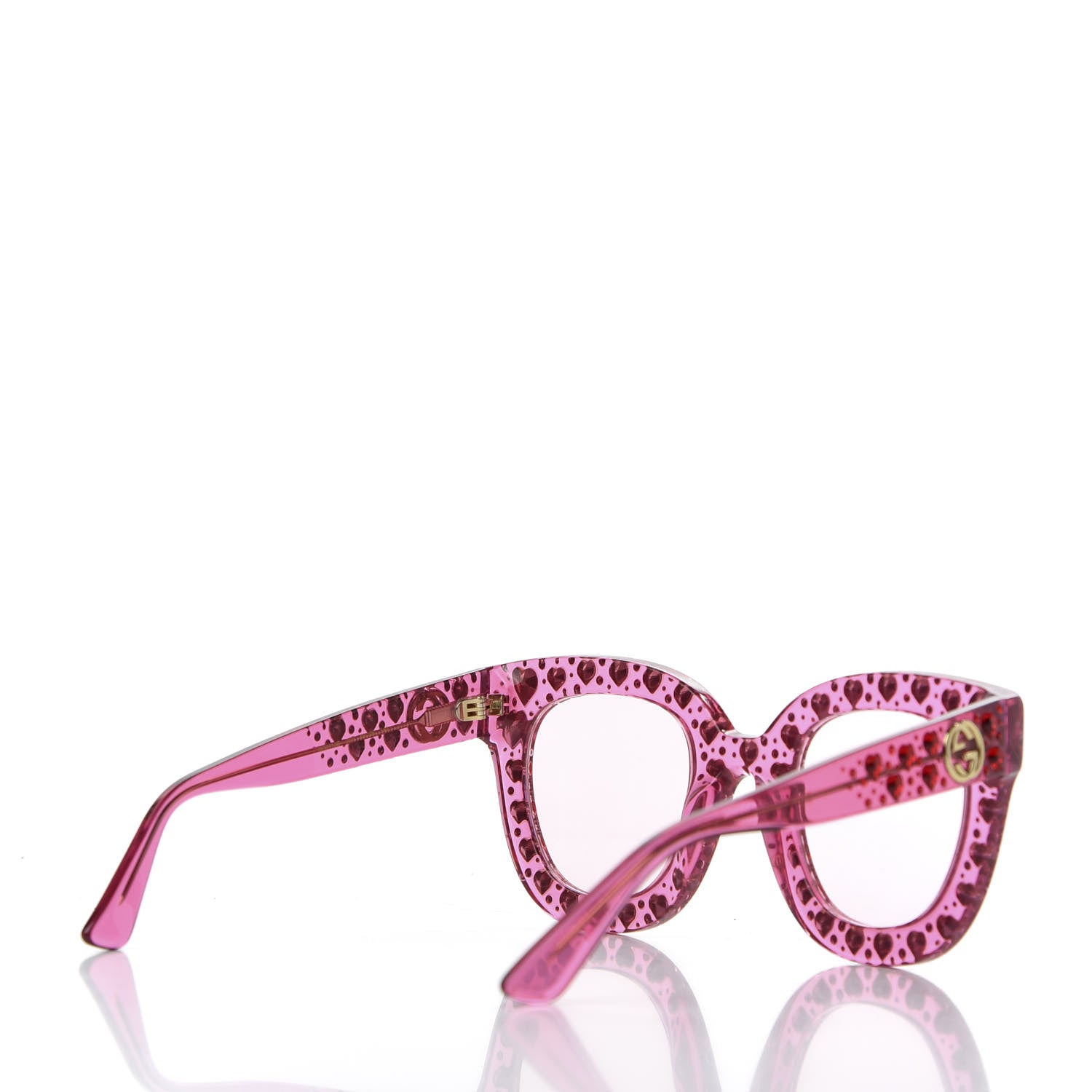 Gucci Acetate Crystal Heart GG0116S Sunglasses Fuchsia 4 of 8