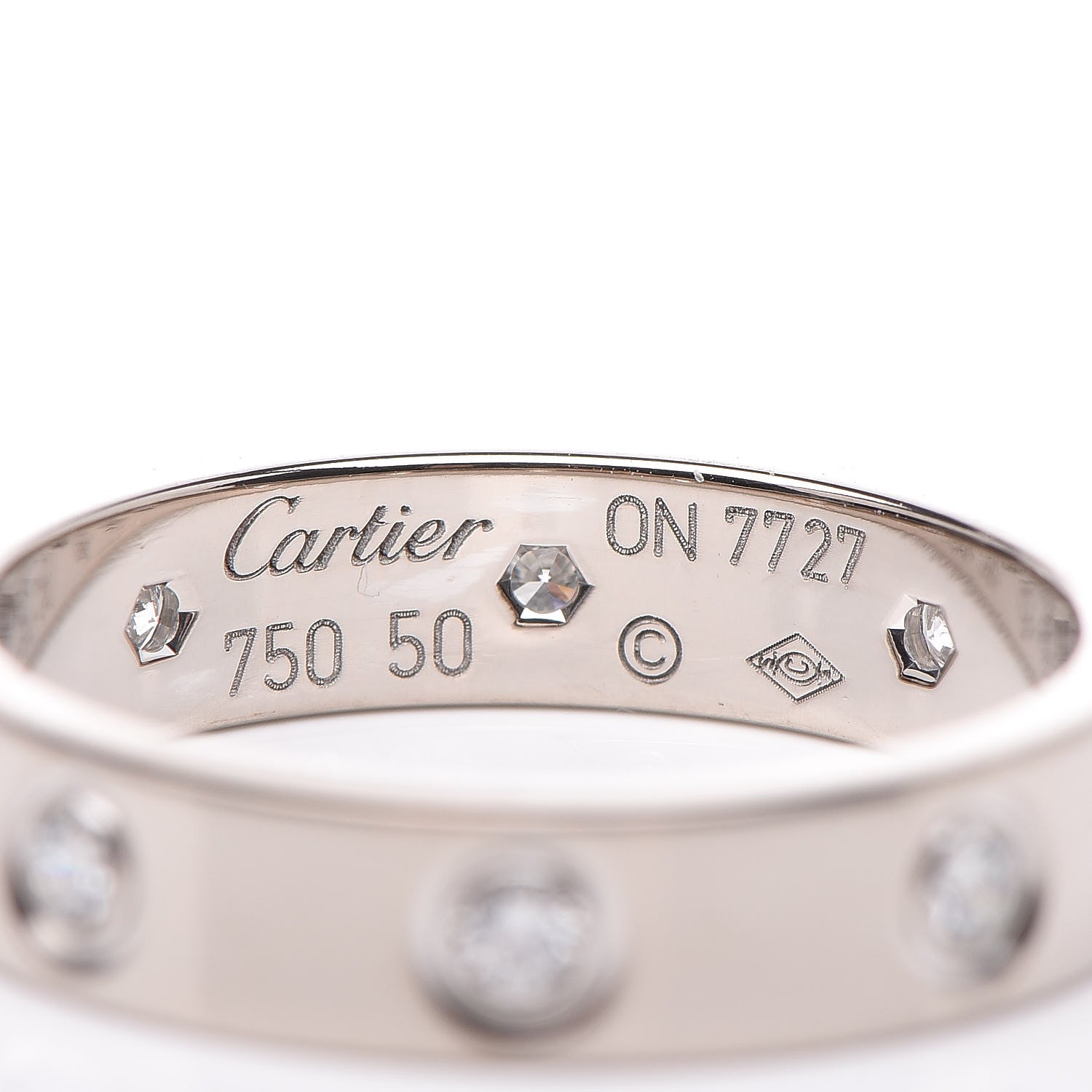 Cartier 18K White Gold 8 Diamond 4mm Wedding Band LOVE Ring 50 5.25 4 of 4