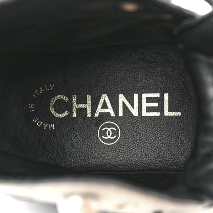 Chanel Lambskin Grained Calfskin CC Cap Toe Short Boots 38 White Black 7 of 8