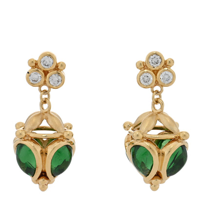 Temple St. Clair 18K Yellow Gold Diamond Tsavorite Drop Earrings 1 of 5