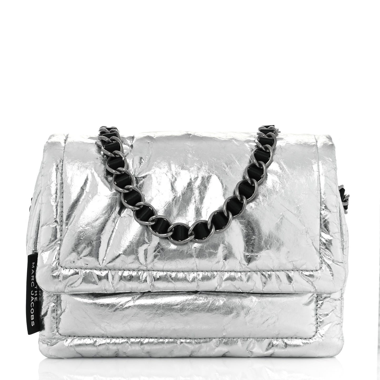 Metallic Lambskin The Pillow Bag Silver