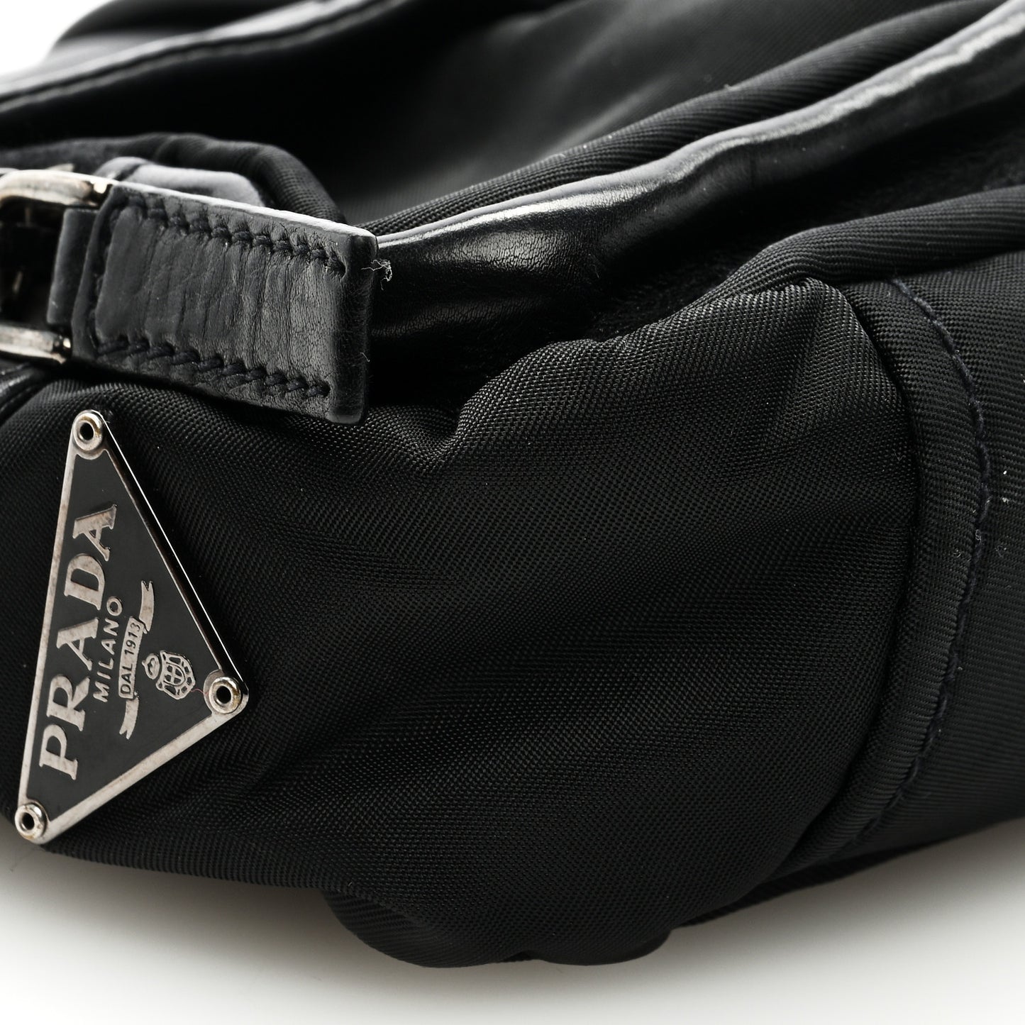 Soft Calfskin Buckle Shoulder Bag Black