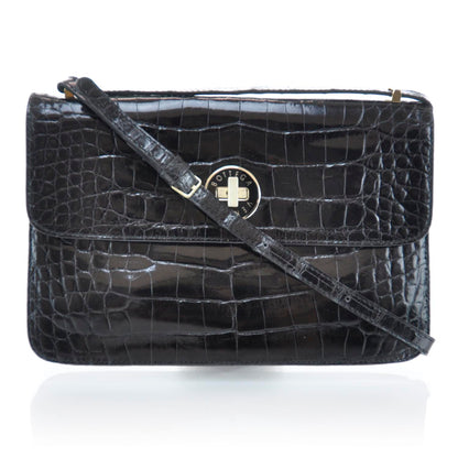 Bottega Veneta Crocodile Shoulder Bag Black 1 of 12