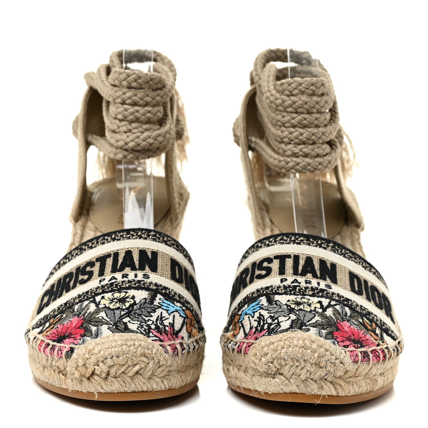 Christian Dior Canvas Mille Fleurs Embroidered Granville Ankle Tie Espadrille 65mm Wedges 40 Multicolor 2 of 10