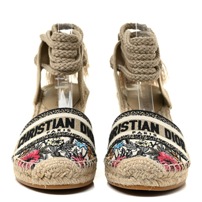 Christian Dior Canvas Mille Fleurs Embroidered Granville Ankle Tie Espadrille 65mm Wedges 40 Multicolor 2 of 10