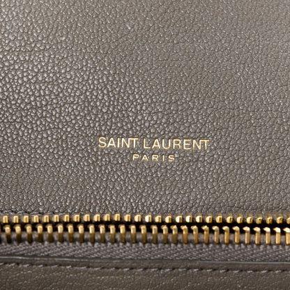 Saint Laurent Sheepskin Matelasse Chevron Monogram Medium College Bag Fog 6 of 13