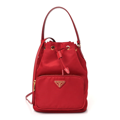 Prada Nylon Vela Saffiano Mini Bucket Crossbody Bag Fuoco 1 of 11