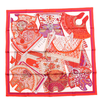 Hermes Silk Tapis De Selle Scarf 90 Rose Pale Rouge Mauve 1 of 3