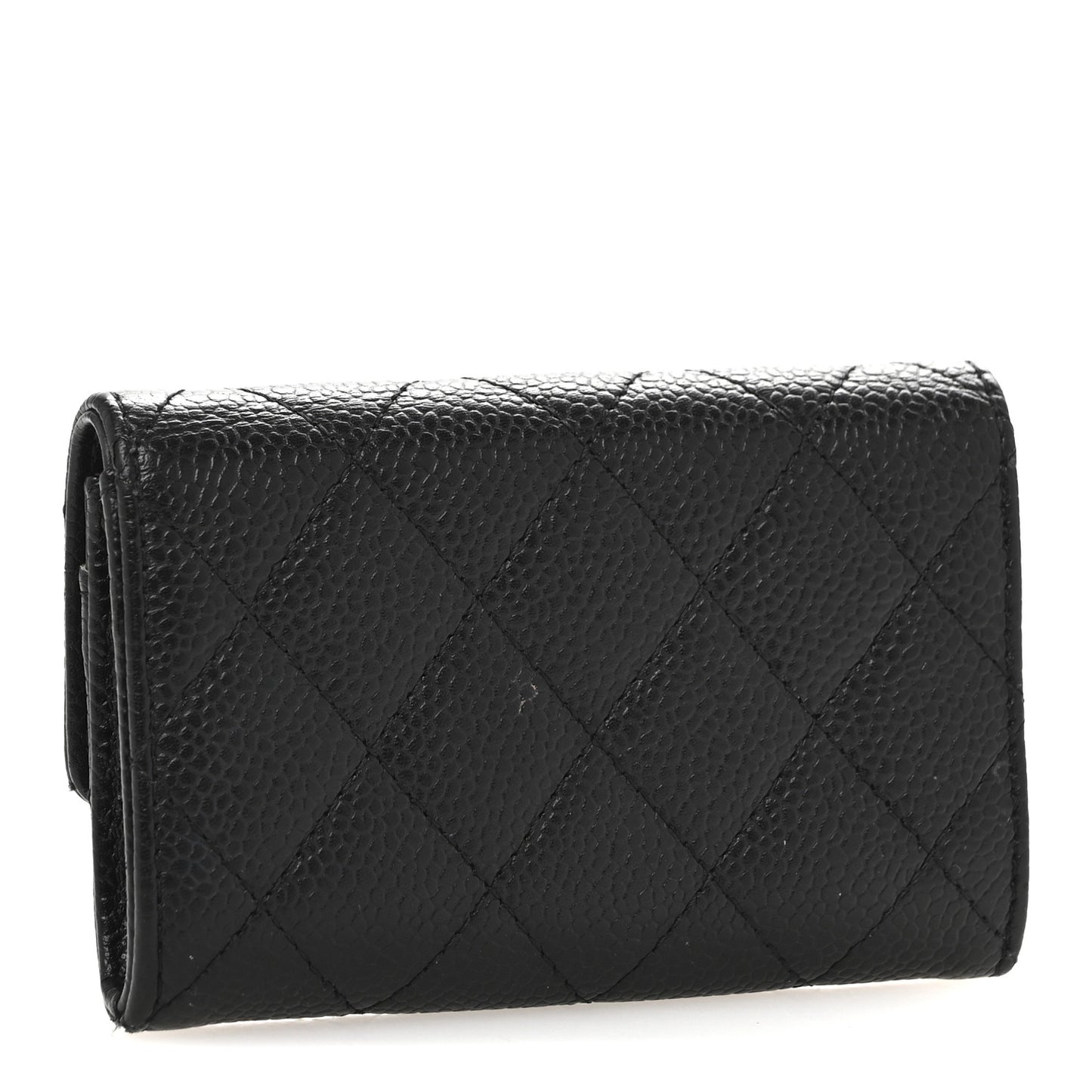 Caviar Quilted Flap Card Holder Black