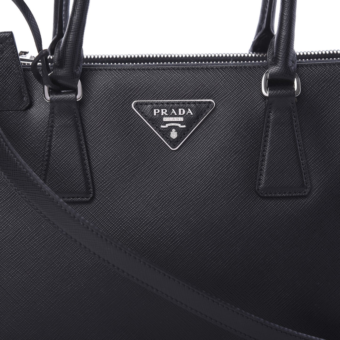 Saffiano Small Galleria Double Zip Tote Black Talco