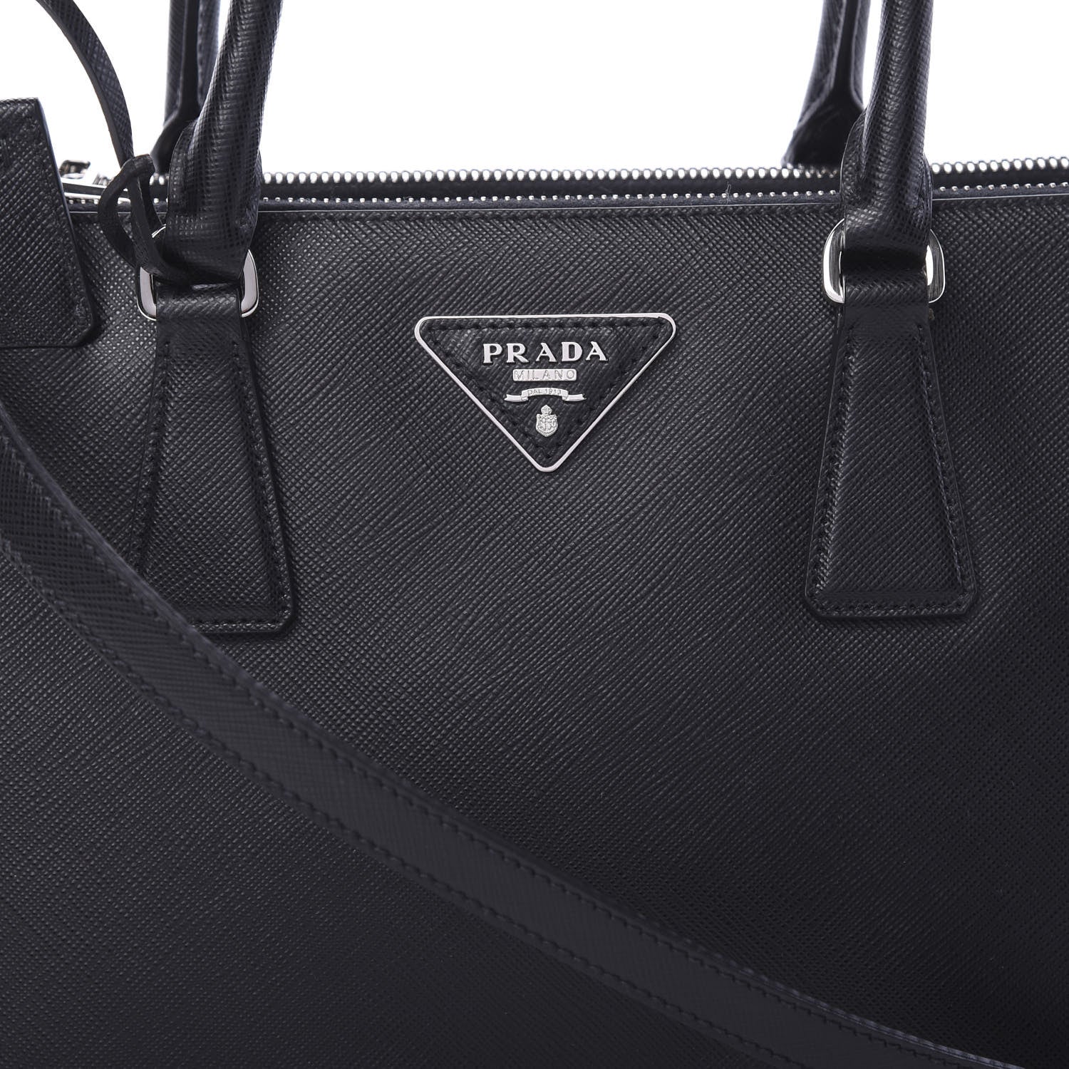 Prada Saffiano Small Galleria Double Zip Tote Black Talco 10 of 13