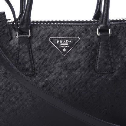 Prada Saffiano Small Galleria Double Zip Tote Black Talco 10 of 13