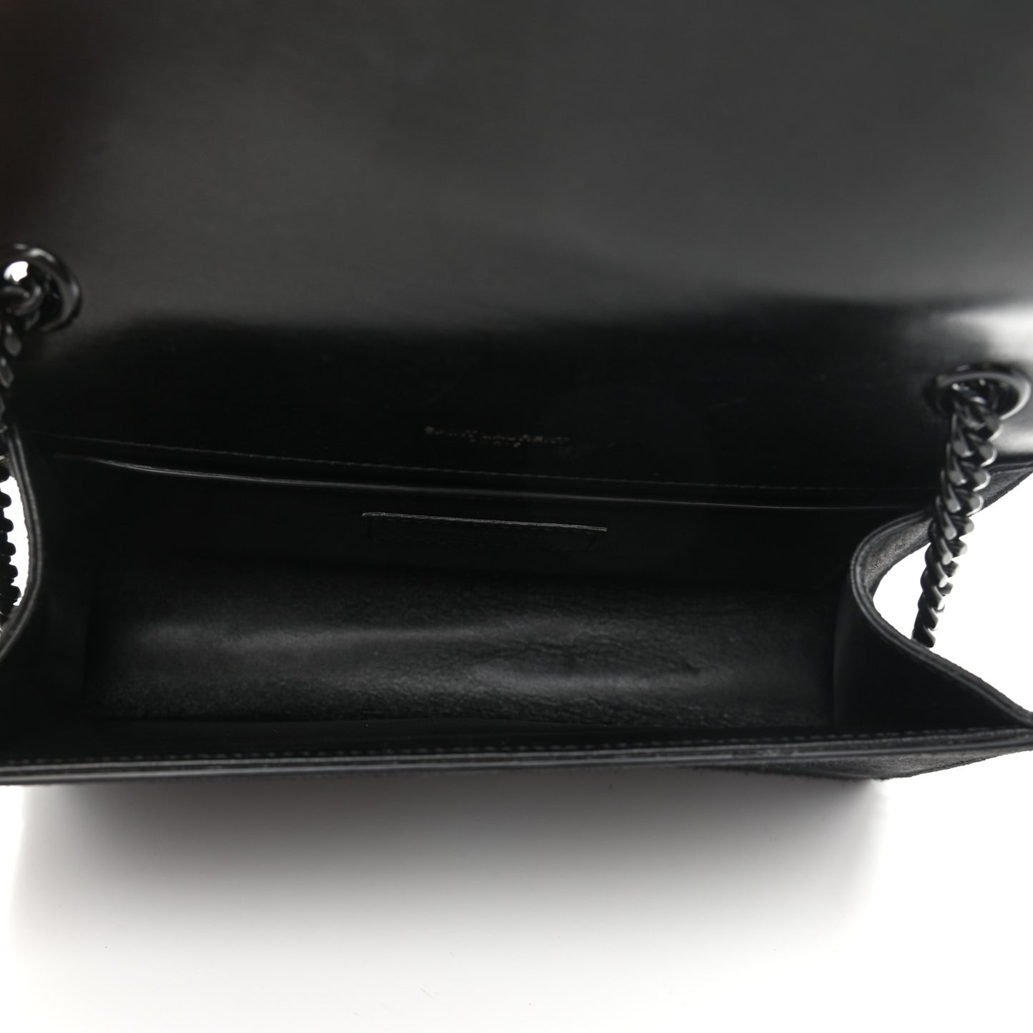 Suede Sequin Small Classic Monogram Kate Satchel Black