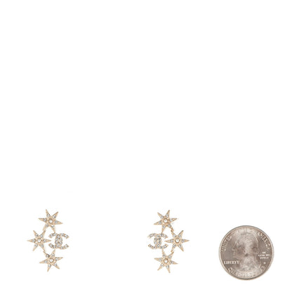 Chanel Crystal Pearl CC Star Earrings Gold 2 of 4