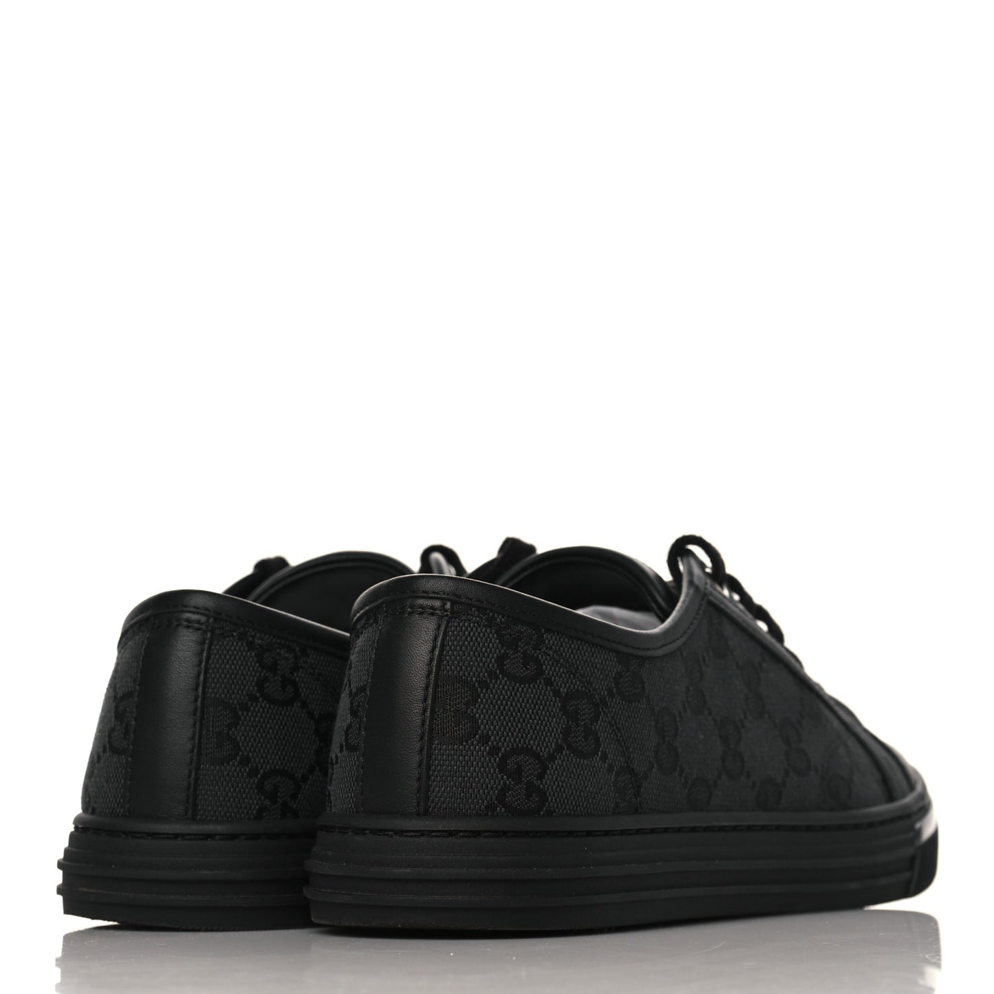 GG Monogram Calfskin Womens Low Top Sneakers 37.5 Piombo Black