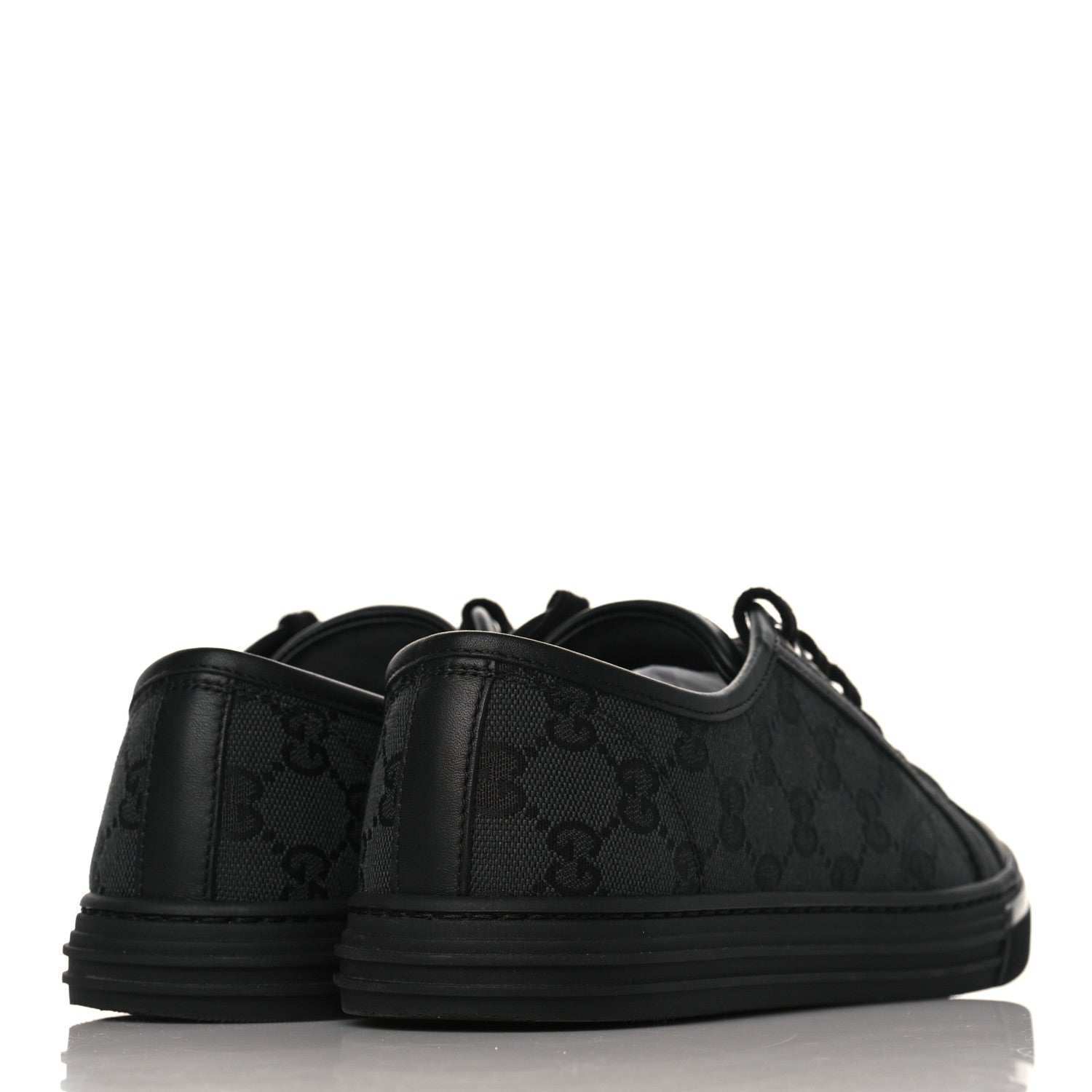 Gucci GG Monogram Calfskin Womens Low Top Sneakers 37.5 Piombo Black 4 of 9