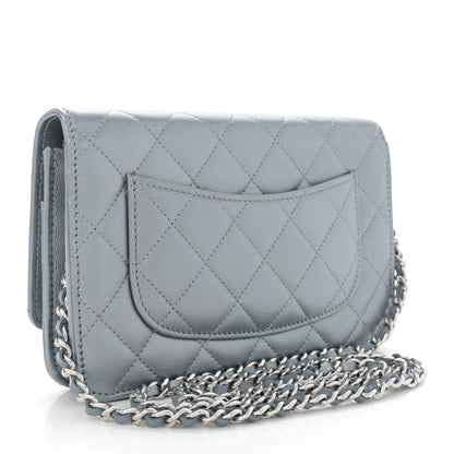 Chanel Metallic Lambskin Quilted Wallet On Chain WOC Silver 3 of 10