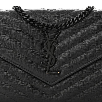 Saint Laurent Grain De Poudre Matelasse Chevron Monogram Monochrome Chain Wallet Black 7 of 10