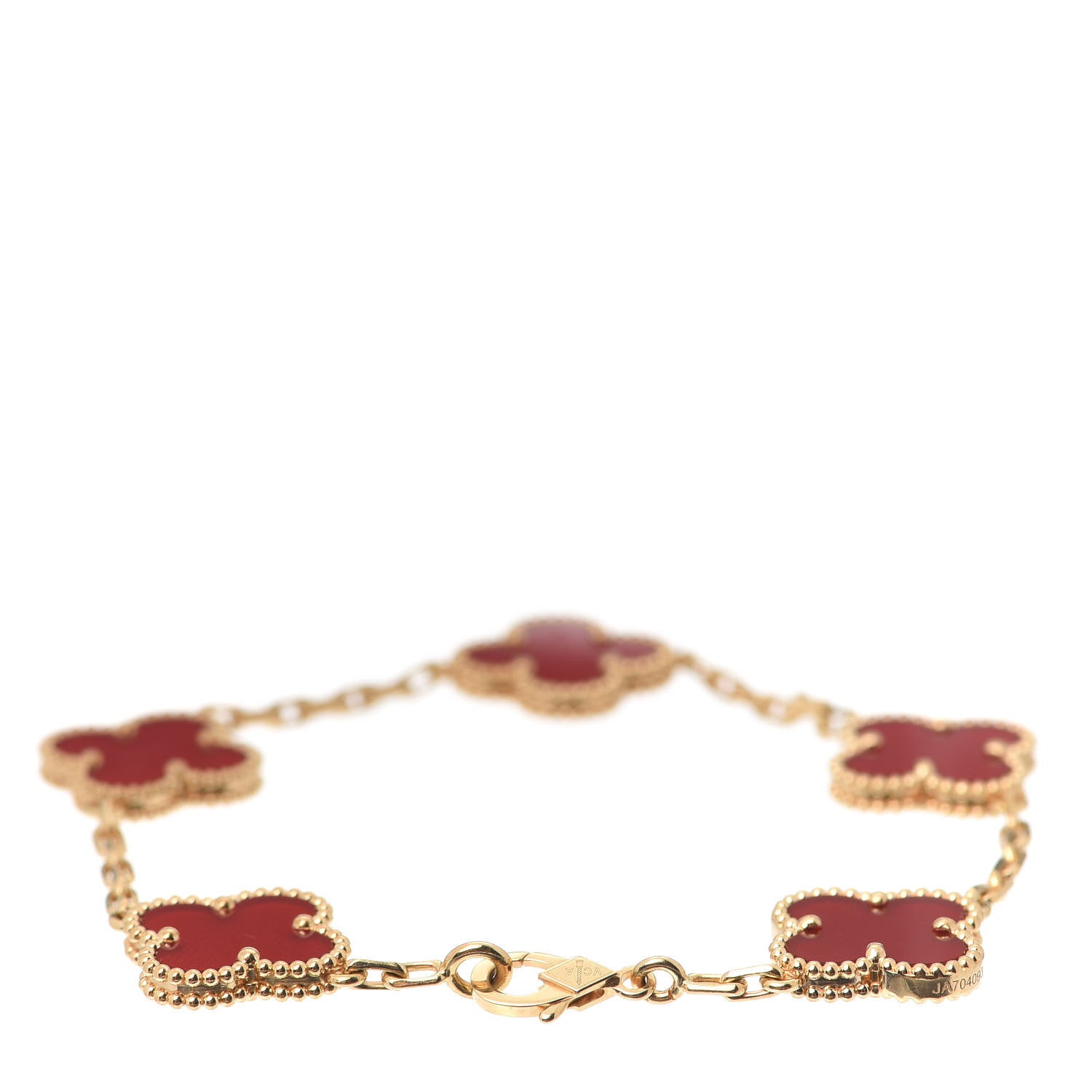 Van Cleef & Arpels 18K Yellow Gold Carnelian 5 Motifs Vintage Alhambra Bracelet 3 of 8