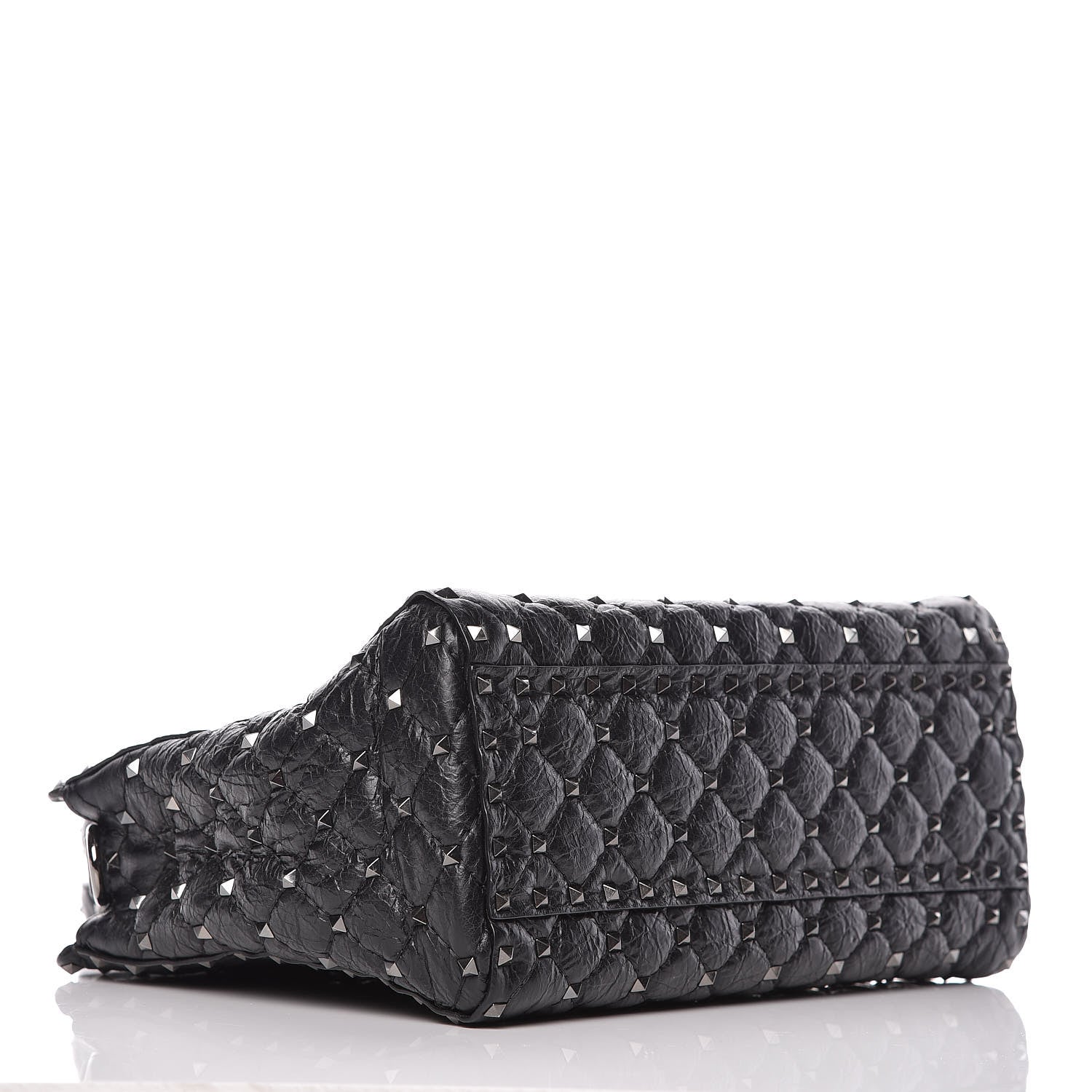 Valentino Garavani Craquele Nappa Rockstud Spike Tote Black 5 of 9