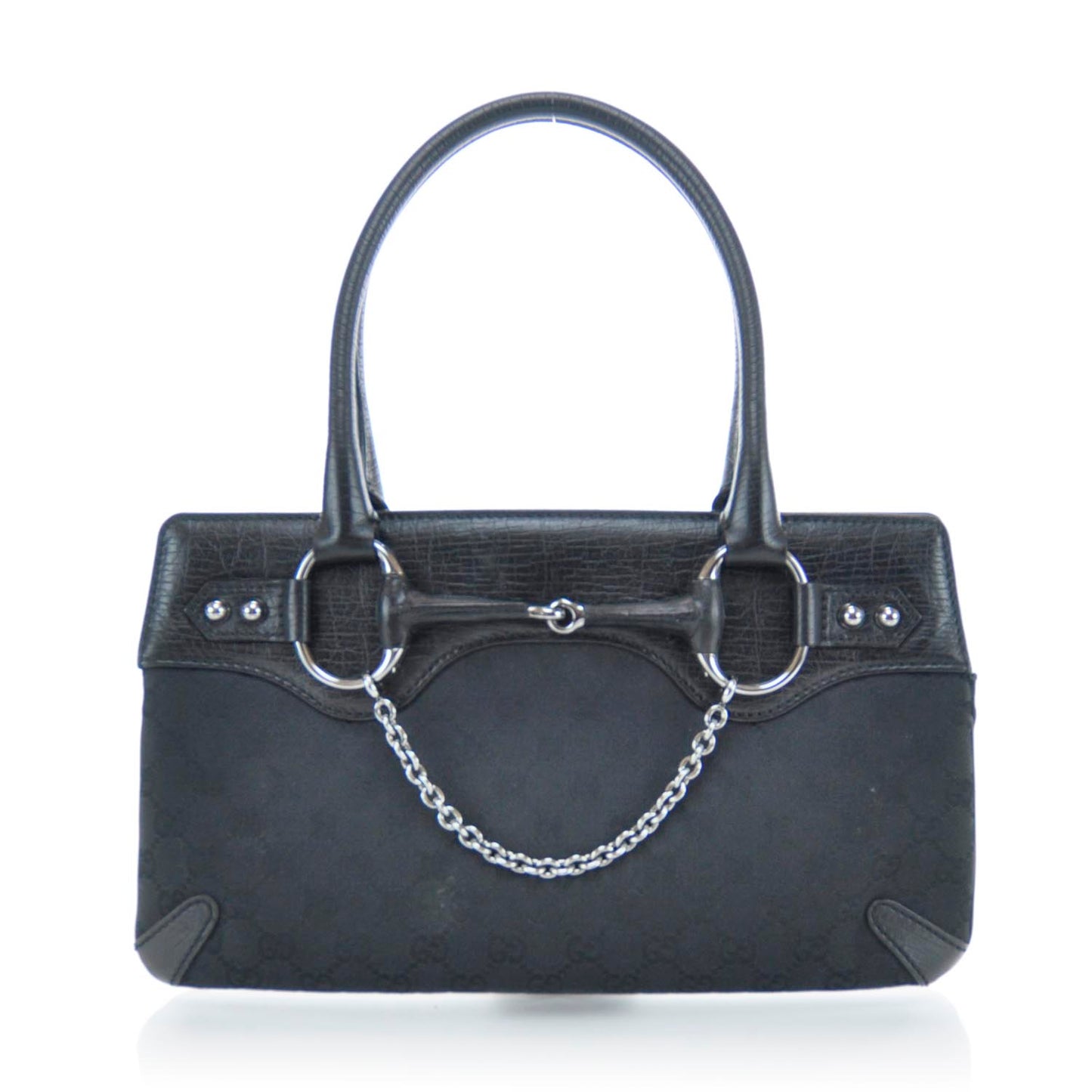 Monogram Horsebit Chain Shoulder Bag Black
