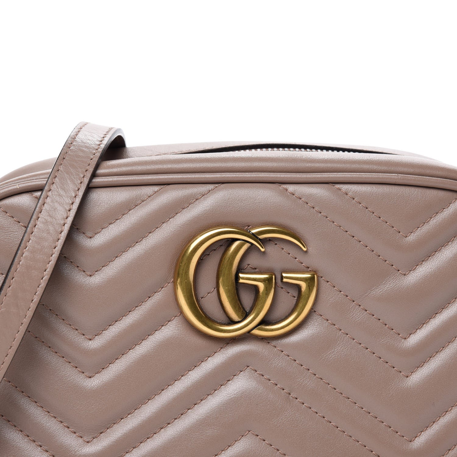 Gucci Calfskin Matelasse Small GG Marmont Chain Shoulder Bag Porcelain Rose 10 of 11