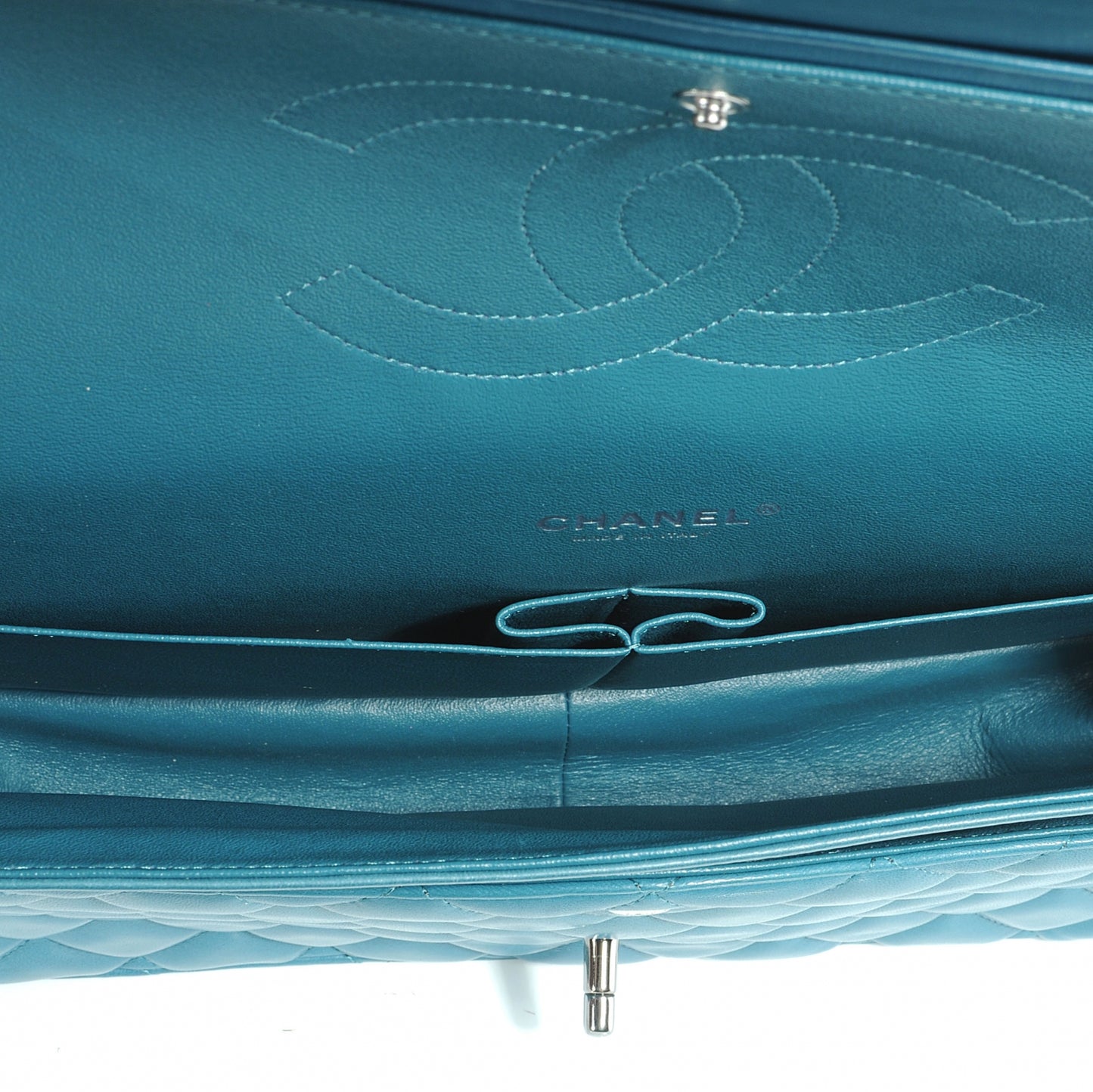 Lambskin Maxi Double Flap Turquoise