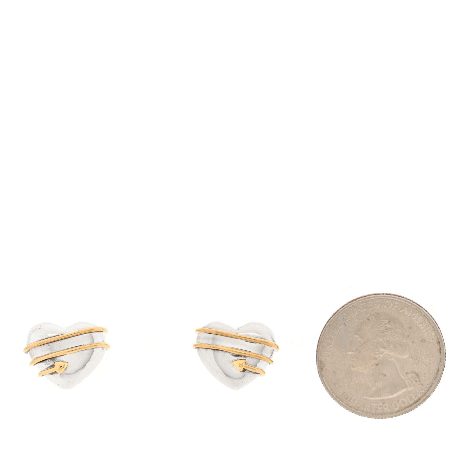 Tiffany Sterling Silver 18K Yellow Gold Heart and Arrow Clip On Earrings 2 of 4