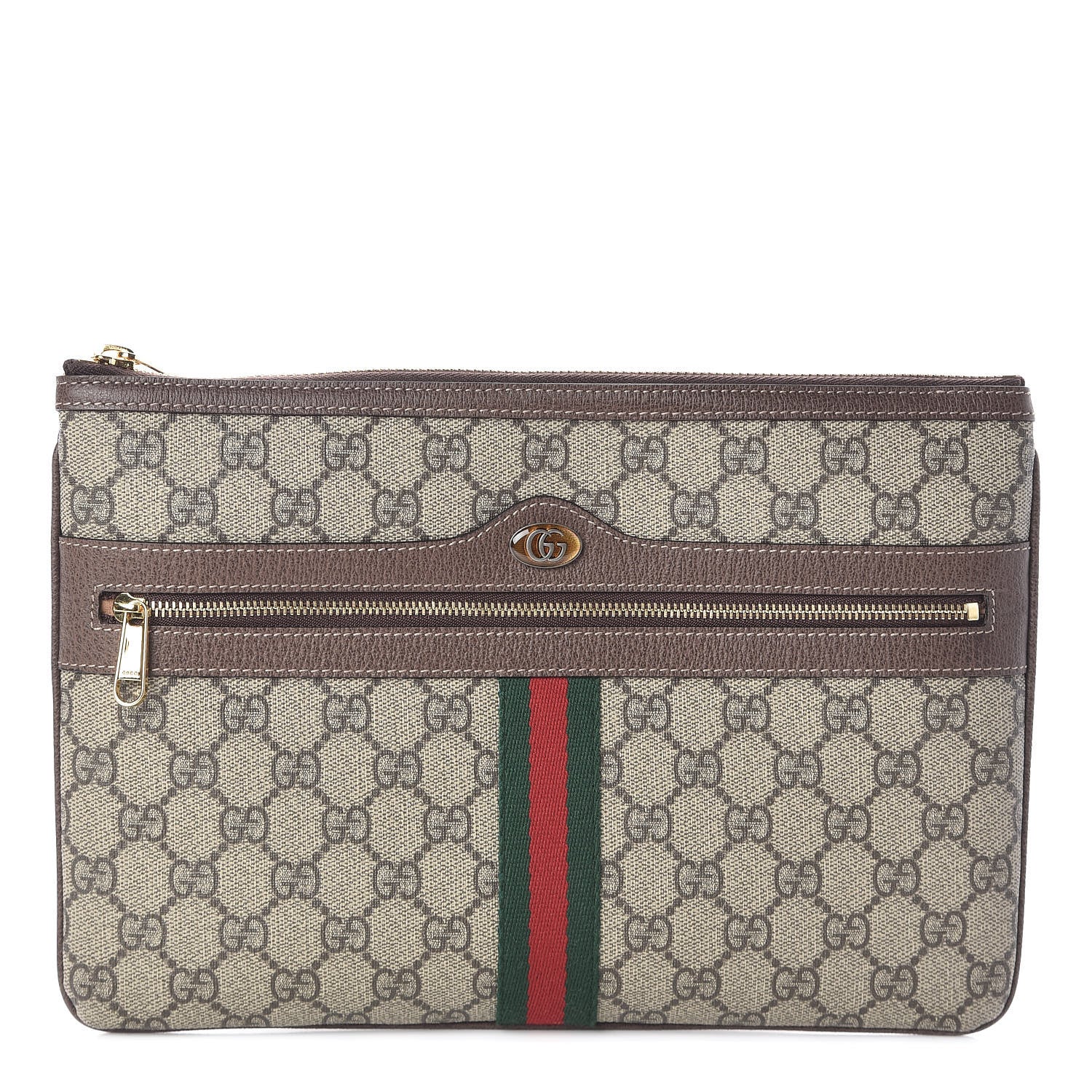 Gucci GG Supreme Monogram Large Ophidia Pouch Clutch Brown 1 of 8