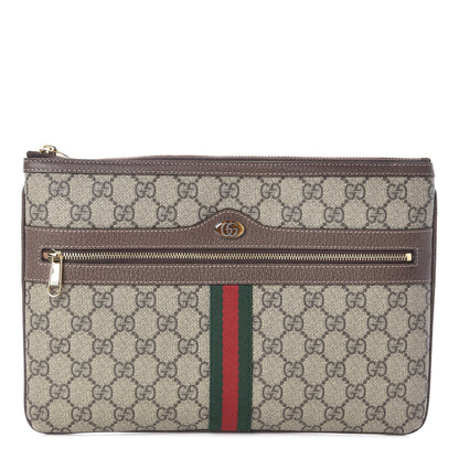 Gucci GG Supreme Monogram Large Ophidia Pouch Clutch Brown 1 of 8