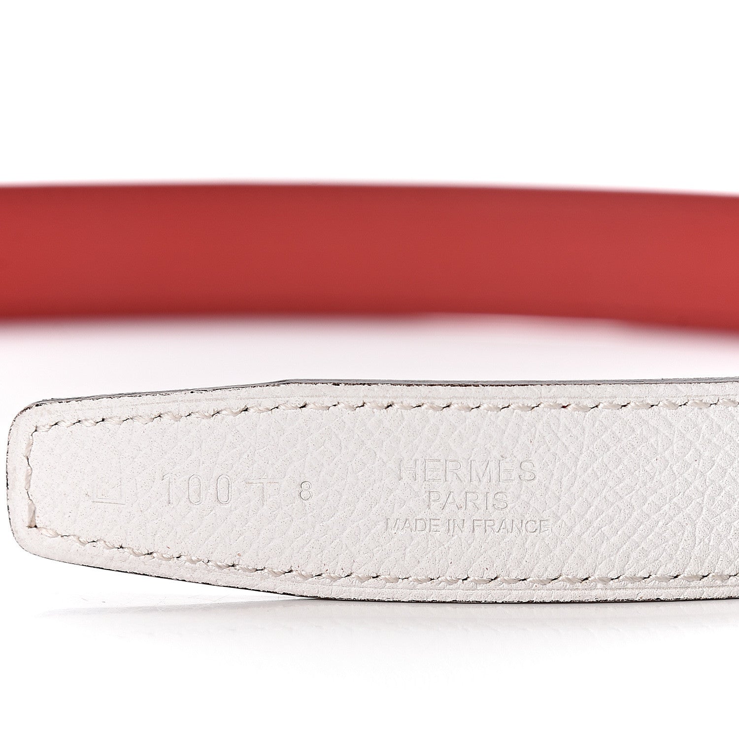 Hermes Epsom Swift 24mm Constance H Belt 100 White Rouge Vif 6 of 8