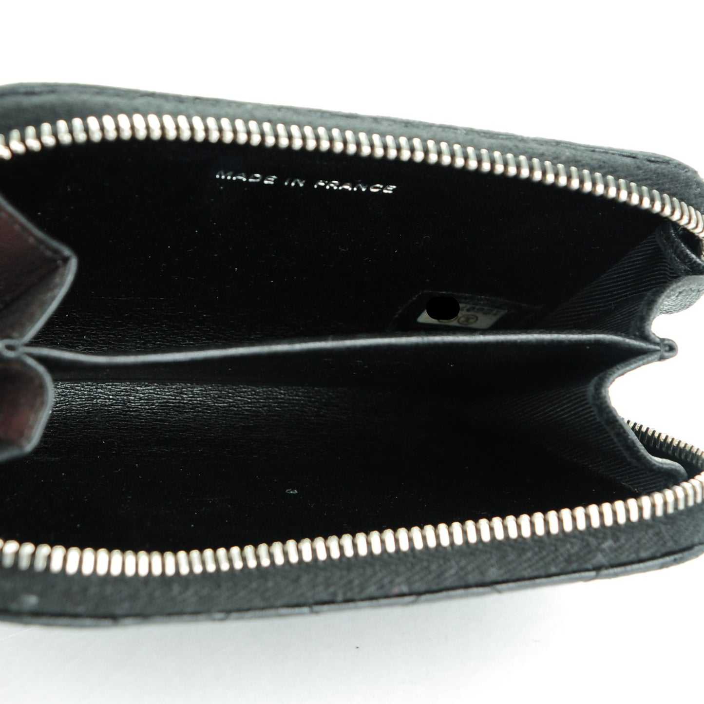 Lambskin Quilted Zip Around Coin Purse Wallet Black