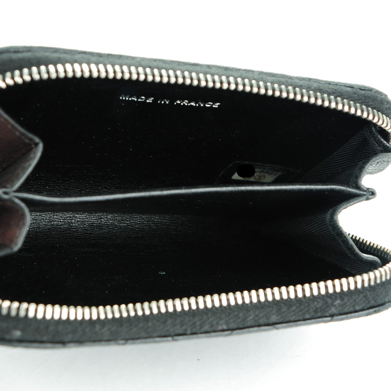 Chanel Lambskin Quilted Zip Around Coin Purse Wallet Black 5 of 9