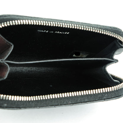 Chanel Lambskin Quilted Zip Around Coin Purse Wallet Black 5 of 9