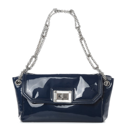 Chanel Patent Calfskin Mademoiselle Lock Bijoux Chain Flap Blue 1 of 16