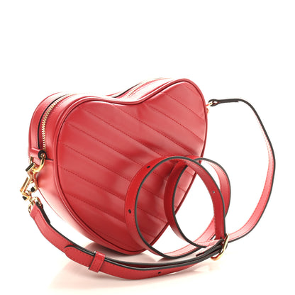 Gucci Calfskin Matelasse Diagonal Mini Interlocking G Heart Shoulder Bag Hibiscus Red 3 of 11