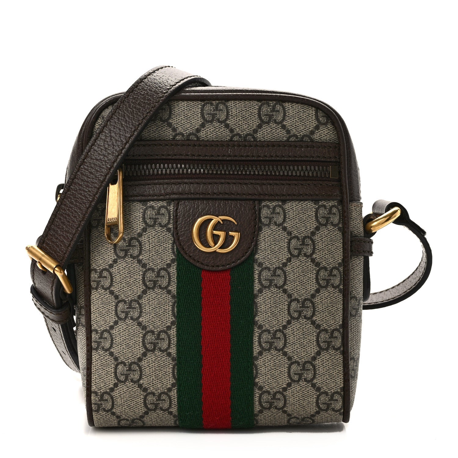 Gucci GG Supreme Monogram Web Mini Ophidia Messenger Brown 1 of 13