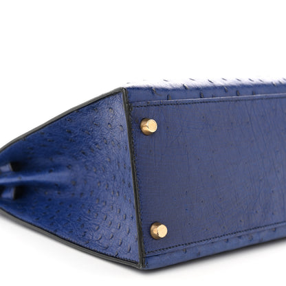 Hermes Ostrich Kelly Sellier 32 Bleu Iris 9 of 18