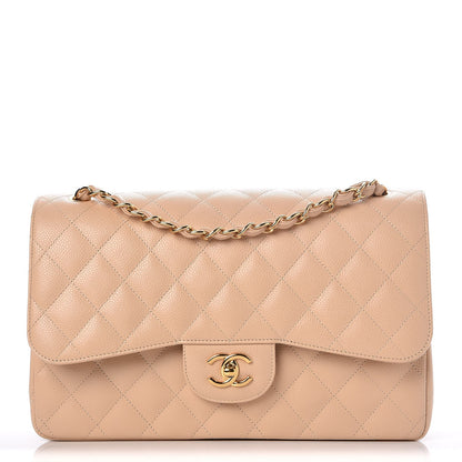 Chanel Caviar Quilted Jumbo Double Flap Beige Clair 1 of 9
